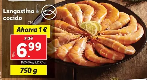 Oferta de Langostino Cocido por 6,99€ en Lidl