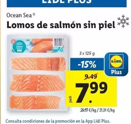 Oferta de Ocean sea - Lomos De Salmon Sin Piel por 7,99€ en Lidl