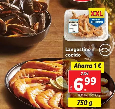 Oferta de Langostino Cocido por 6,99€ en Lidl