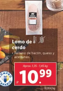 Oferta de Lomo De Cerdo por 10,99€ en Lidl