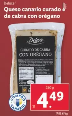 Oferta de Deluxe - Queso Canario Curado De Cabra Con Oregano por 4,49€ en Lidl