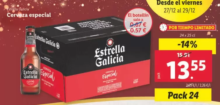 Oferta de Estrella Galicia - Cerveza Especial por 13,55€ en Lidl