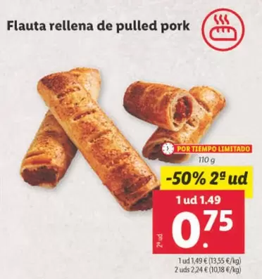 Oferta de Flauta Rellena De Pulled Pork por 1,49€ en Lidl