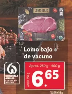 Oferta de Lomo Bajo De Vacuno por 6,65€ en Lidl