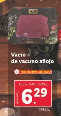 Oferta de Vacío De Vacuno Añojo por 6,29€ en Lidl