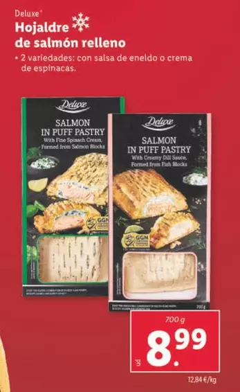 Oferta de Deluxe - Hojaldre De Salmon Relleno por 8,99€ en Lidl