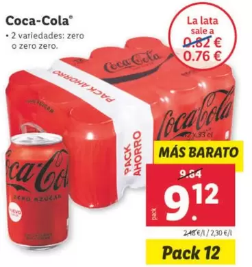 Oferta de Coca-Cola - Zero por 9,12€ en Lidl