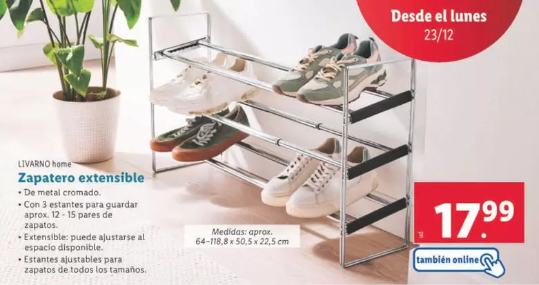 Oferta de Livarno Home - Zapatero Extensible por 17,99€ en Lidl