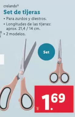 Oferta de Crelando - Set De Tijeras por 1,69€ en Lidl