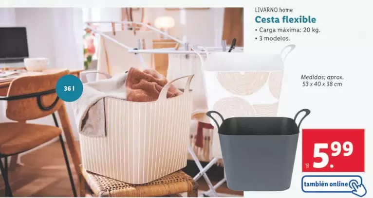 Oferta de Livarno Home - Cesta Flexible por 5,99€ en Lidl