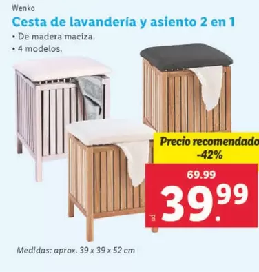 Oferta de Wenko - Cesta De Lavandería Y Asiento 2 En 1  por 39,99€ en Lidl