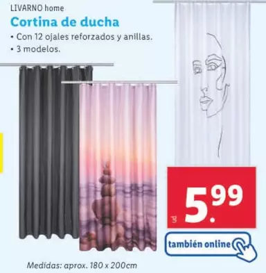 Oferta de Livarno Home - Cortina De Ducha por 5,99€ en Lidl