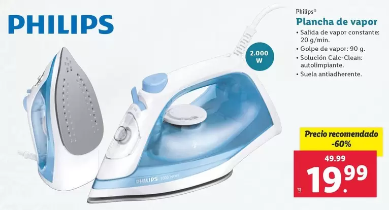 Oferta de Philips - Plancha De Vapor por 19,99€ en Lidl