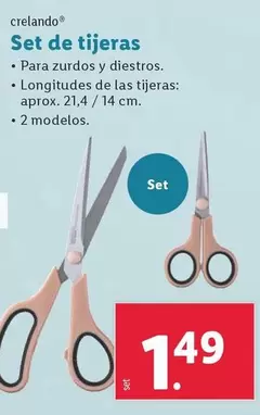 Oferta de Crelando - Set De Tijeras por 1,49€ en Lidl