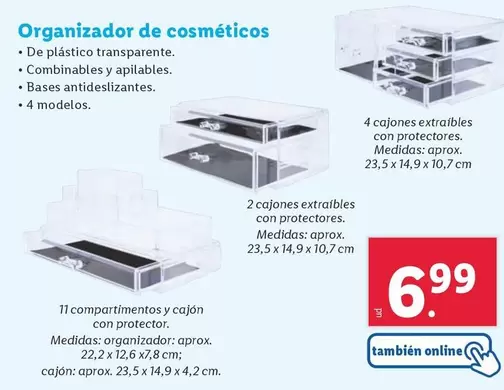 Oferta de Organizador De Cosméticos por 6,99€ en Lidl