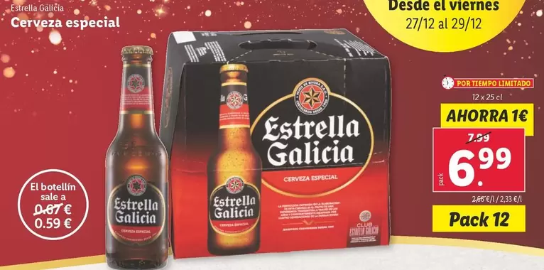 Oferta de Estrella Galicia - Cerveza Especial por 6,99€ en Lidl