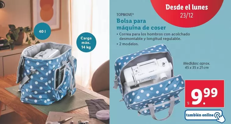 Oferta de Top Move - Bolsa Para Máquina De Coser por 9,99€ en Lidl