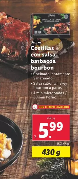 Oferta de Deluxe - Costillas Con Salsa Barbacoa Bourbon por 5,99€ en Lidl