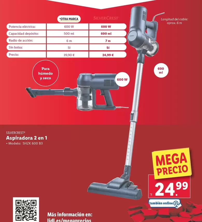 Oferta de SilverCrest - Aspiradora 2 En 1 por 24,99€ en Lidl