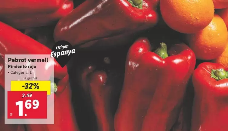 Oferta de Pimiento Rojo por 1,69€ en Lidl