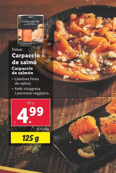 Oferta de Deluxe - Carpaccio De Salmon por 4,99€ en Lidl