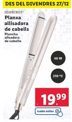 Oferta de SilverCrest - Plancha Alisadora De Cabello  por 19,99€ en Lidl