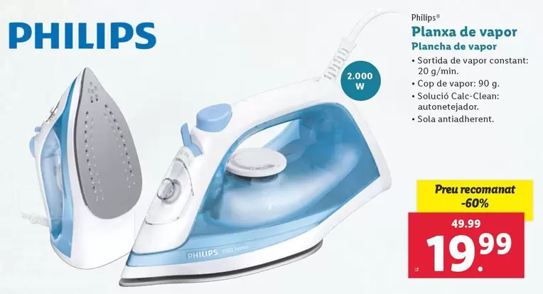 Oferta de Philips - Plancha De Vapor por 19,99€ en Lidl