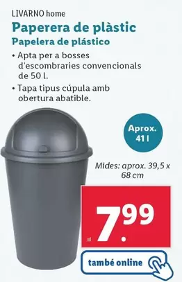 Oferta de Livarno Home - Papelera De Plástico por 7,99€ en Lidl