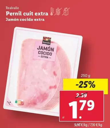 Oferta de Realvalle - Jamón Cocido Extra por 1,79€ en Lidl