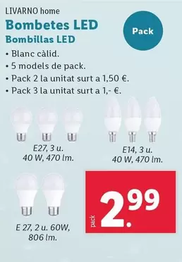 Oferta de Livarno Home - Bombillas Led por 2,99€ en Lidl