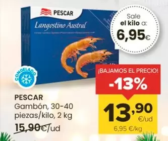 Oferta de Pescar - Gambón, 30-40 piezas/kilo por 13,9€ en Autoservicios Familia