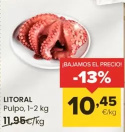 Oferta de Litoral - Pulpo por 10,45€ en Autoservicios Familia