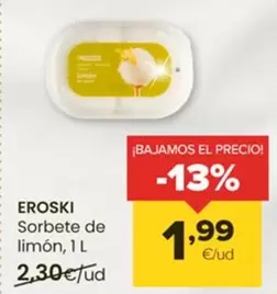 Oferta de Eroski - Sorbete De Limón por 1,99€ en Autoservicios Familia