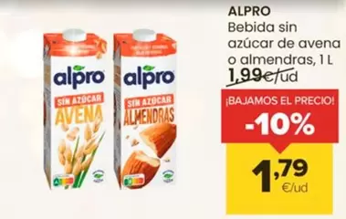 Oferta de Alpro - Bebida Sin Azúcar De Avena O Almendras por 1,79€ en Autoservicios Familia