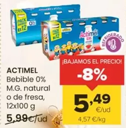 Oferta de Actimel - Bebible 0% M.G. Natural O De Fresa por 5,49€ en Autoservicios Familia