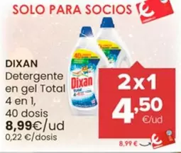 Oferta de Dixan - Detergente En Gel Total 4 En 1 por 8,99€ en Autoservicios Familia