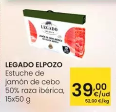 Oferta de Legado ElPozo - Estuche De Jamón De Cebo 50% Raza Ibérica por 39€ en Eroski