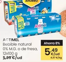 Oferta de Actimel - Bebible Natural 0% M.G. O De Fresa  por 5,49€ en Eroski