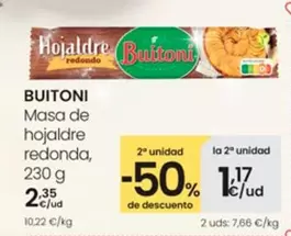 Oferta de Buitoni - Masa De Hojaldre Redonda  por 2,35€ en Eroski