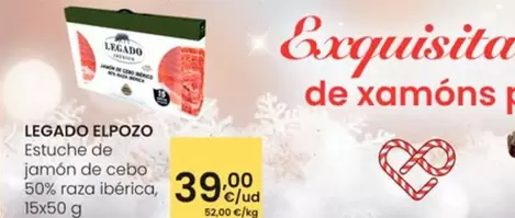 Oferta de Legado ElPozo - Estuche De Jamón De Cebo 50% Raza Ibérica por 39€ en Eroski