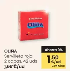 Oferta de Oliña - Servilleta Roja 2 Capas por 1,5€ en Eroski