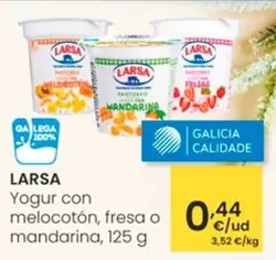 Oferta de Larsa - Yogur Con Melocotón, Fresa O Mandarina por 0,44€ en Eroski