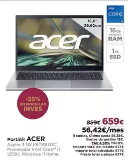 Oferta de Acer - Portátil en El Corte Inglés