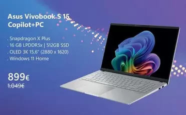 Oferta de Asus - Vivobook S 15, Copilo+pc por 899€ en El Corte Inglés