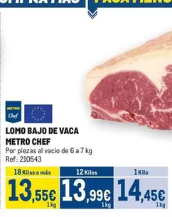 Oferta de Chef - Lomo Bajo De Vaca por 14,45€ en Makro