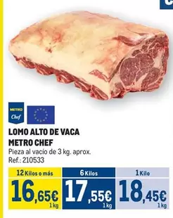 Oferta de Chef - Lomo Alto De Vaca por 18,45€ en Makro