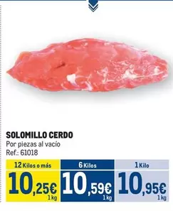 Oferta de Solomillo Cerdo por 10,95€ en Makro