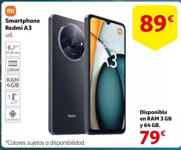 Oferta de Xiaomi - Smartphone Redmi A3 por 89€ en Alcampo