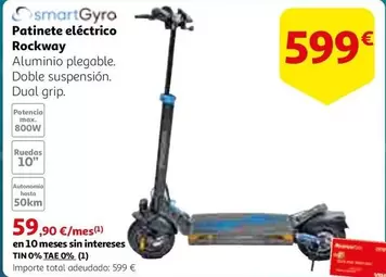 Oferta de SmartGyro - Patinete Eléctrico Rockway por 599€ en Alcampo