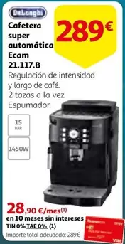 Oferta de DeLonghi - Cafetera Super Automatica Ecam por 289€ en Alcampo